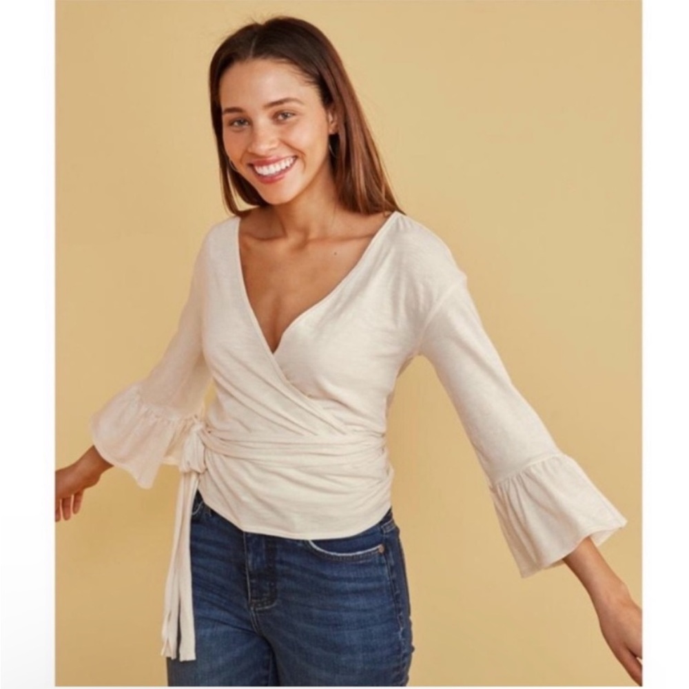 Marine Layer Cream Wrap Top